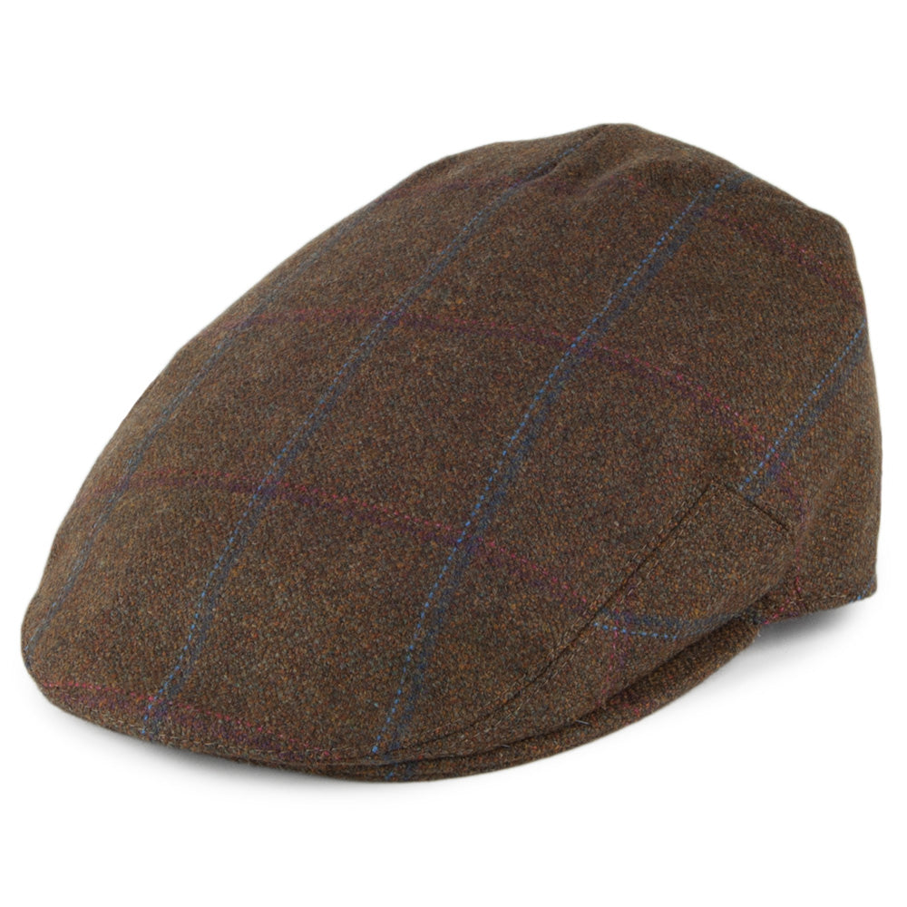 Casquette Plate en Tweed Saxon Kinloch olive OLNEY