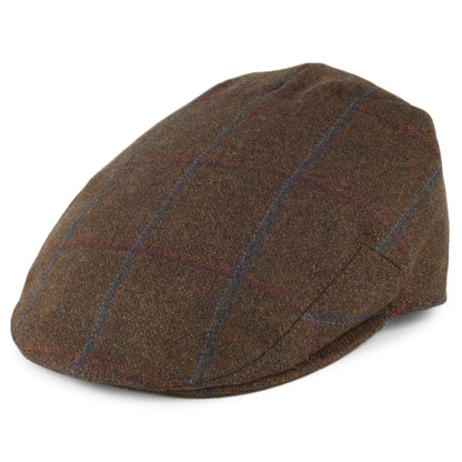 Casquette Plate en Tweed Saxon Kinloch olive OLNEY