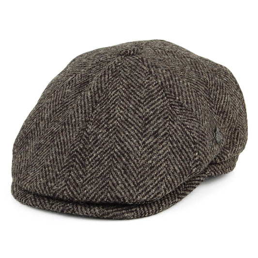 Casquette Gavroche en HARRIS TWEED à Chevrons Hudson gris-noir FAILSWORTH