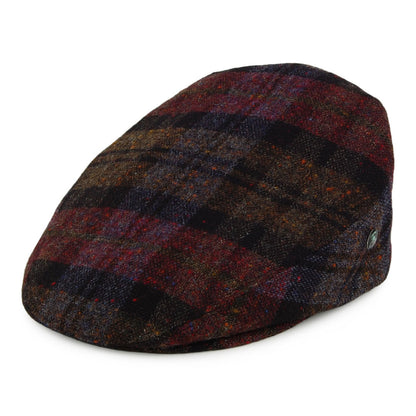 Casquette Plate en Tweed du Donegal bordeaux-noir CITY SPORT