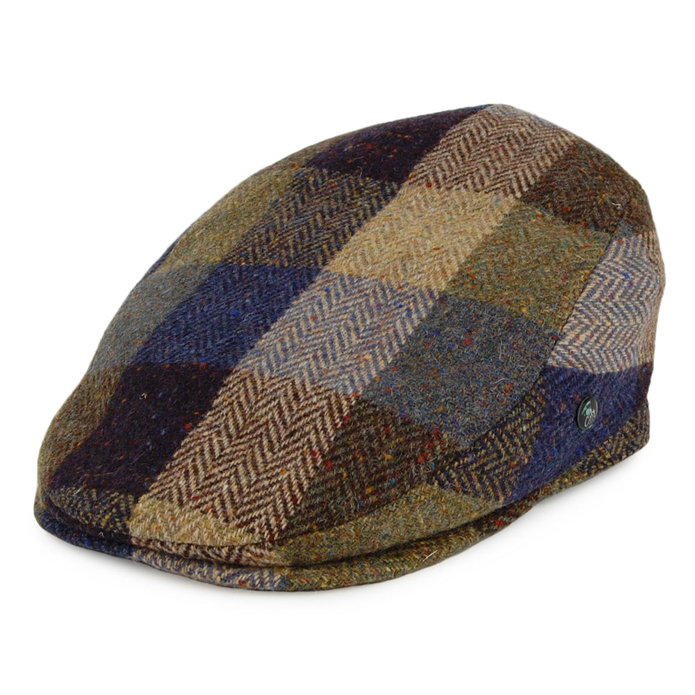 Casquette Plate en Tweed du Donegal Patch bleu-sauge CITY SPORT
