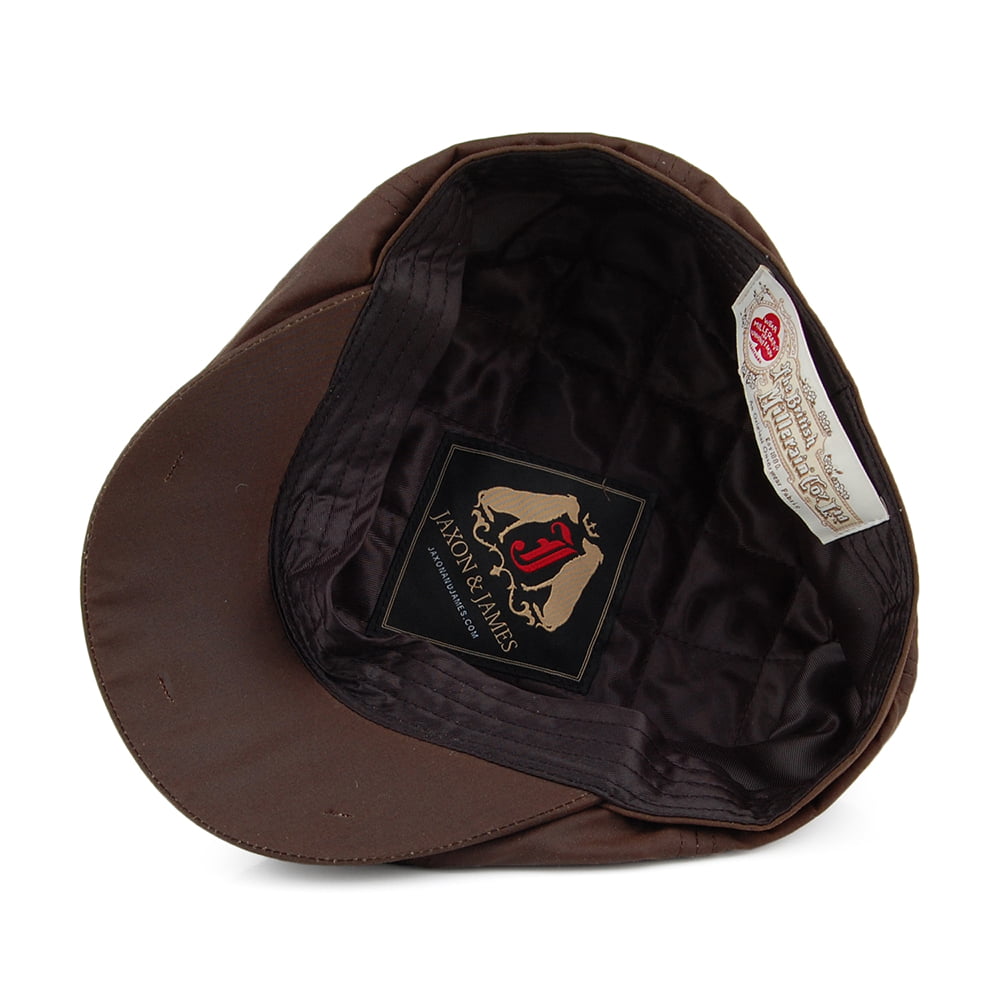 Casquette Gavroche en Coton Ciré British Millerain marron JAXON & JAMES