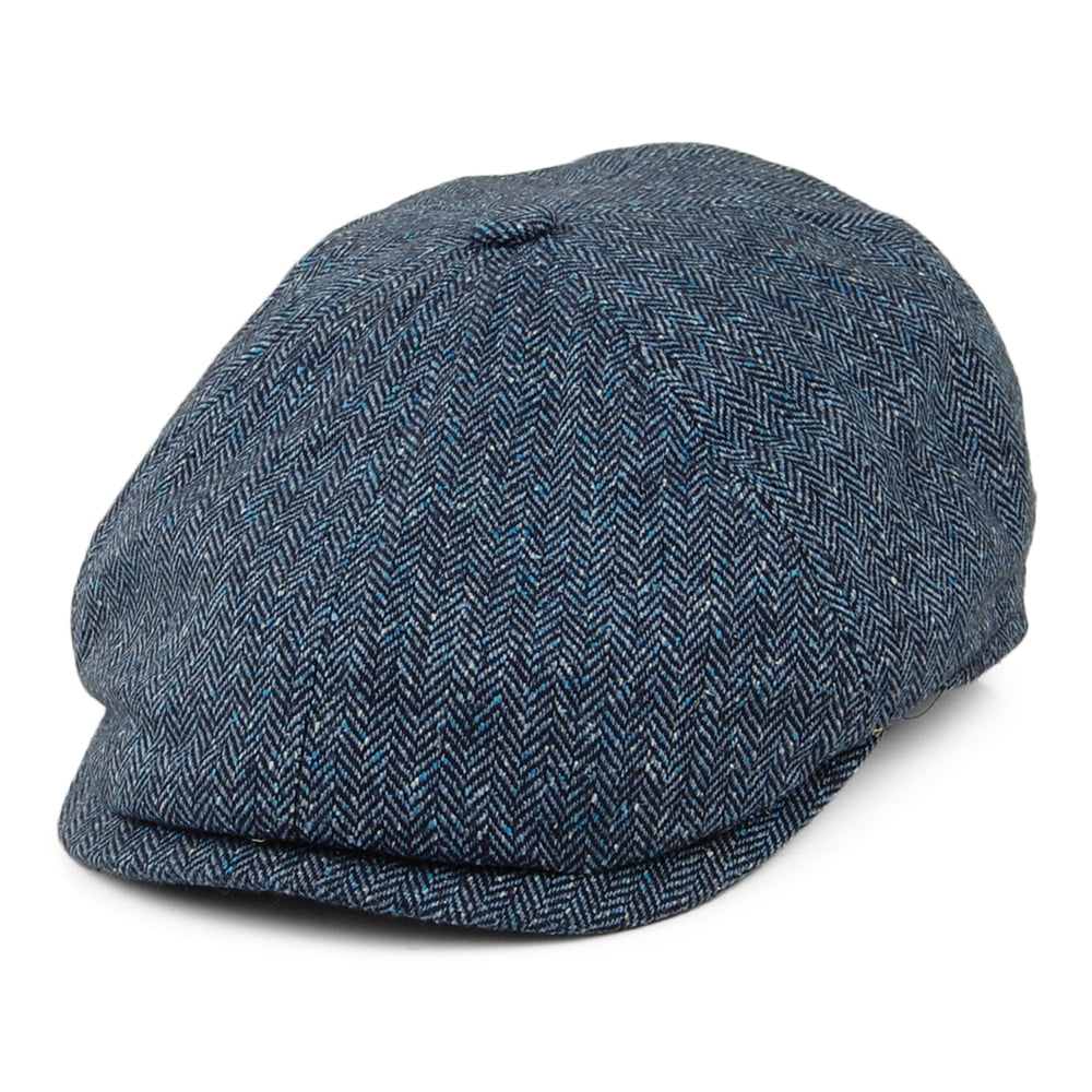 Casquette Gavroche en Soie Mélangée à Chevrons Hudson bleu marine FAILSWORTH