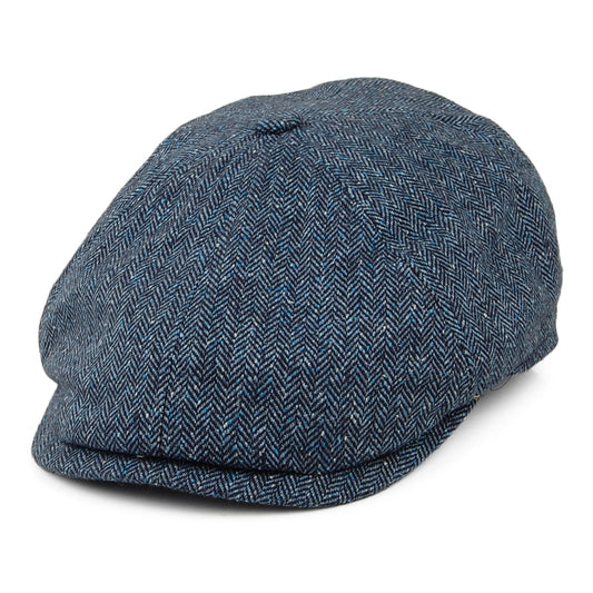 Casquette Gavroche en Soie Mélangée à Chevrons Hudson bleu marine FAILSWORTH