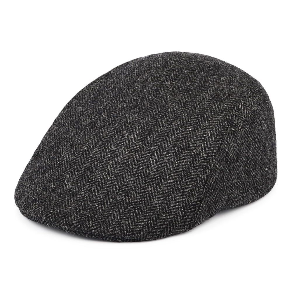 Casquette Plate en Tweed à Chevrons Avec Protège-Oreilles Spectator gris CHRISTYS