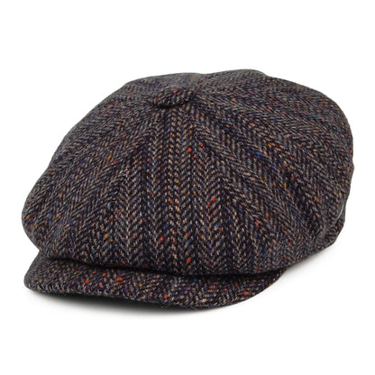 Casquette Gavroche en Tweed du Donegal Calotte Profonde Shannon bleu-multi CITY SPORT