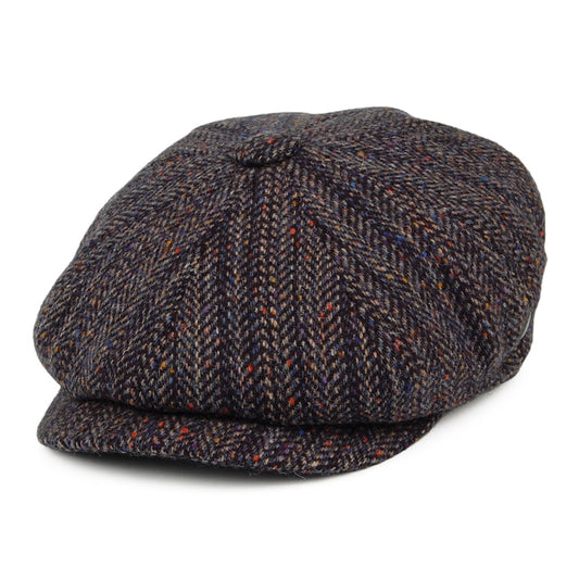 Casquette Gavroche en Tweed du Donegal Calotte Profonde Shannon bleu-multi CITY SPORT