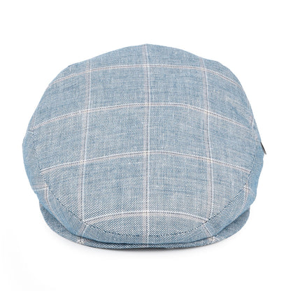 Casquette Plate en Lin à Carreaux bleu CITY SPORT