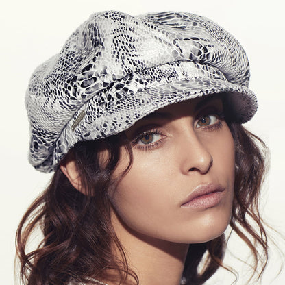 Casquette Gavroche à Imprimé Serpent blanc SEEBERGER