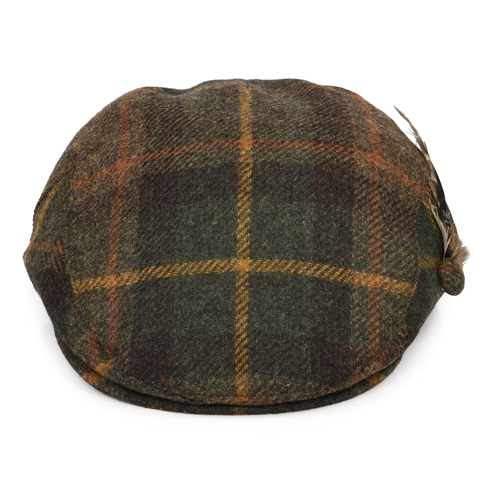 Casquette Plate en Laine Britannique Tartan Plume vert-multi FAILSWORTH