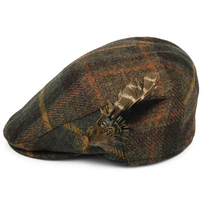 Casquette Plate en Laine Britannique Tartan Plume vert-multi FAILSWORTH