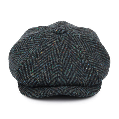 Casquette Gavroche en Tweed du Donegal Glendowan bleu mélangé JAXON & JAMES