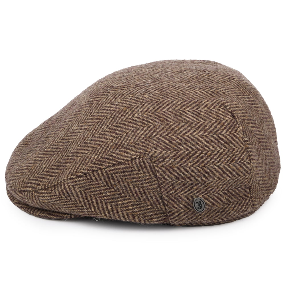 Casquette Plate en Tweed du Donegal Ballyboe bordeaux-camel JAXON & JAMES