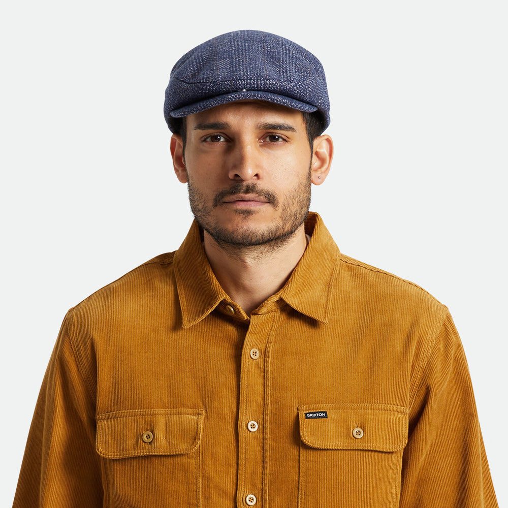 Casquette Plate à Carreaux Hooligan bleu marine-blanc cassé BRIXTON