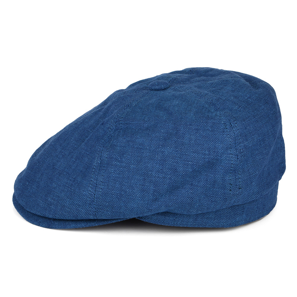 Casquette Gavroche en Lin Irlandais Hudson bleu FAILSWORTH