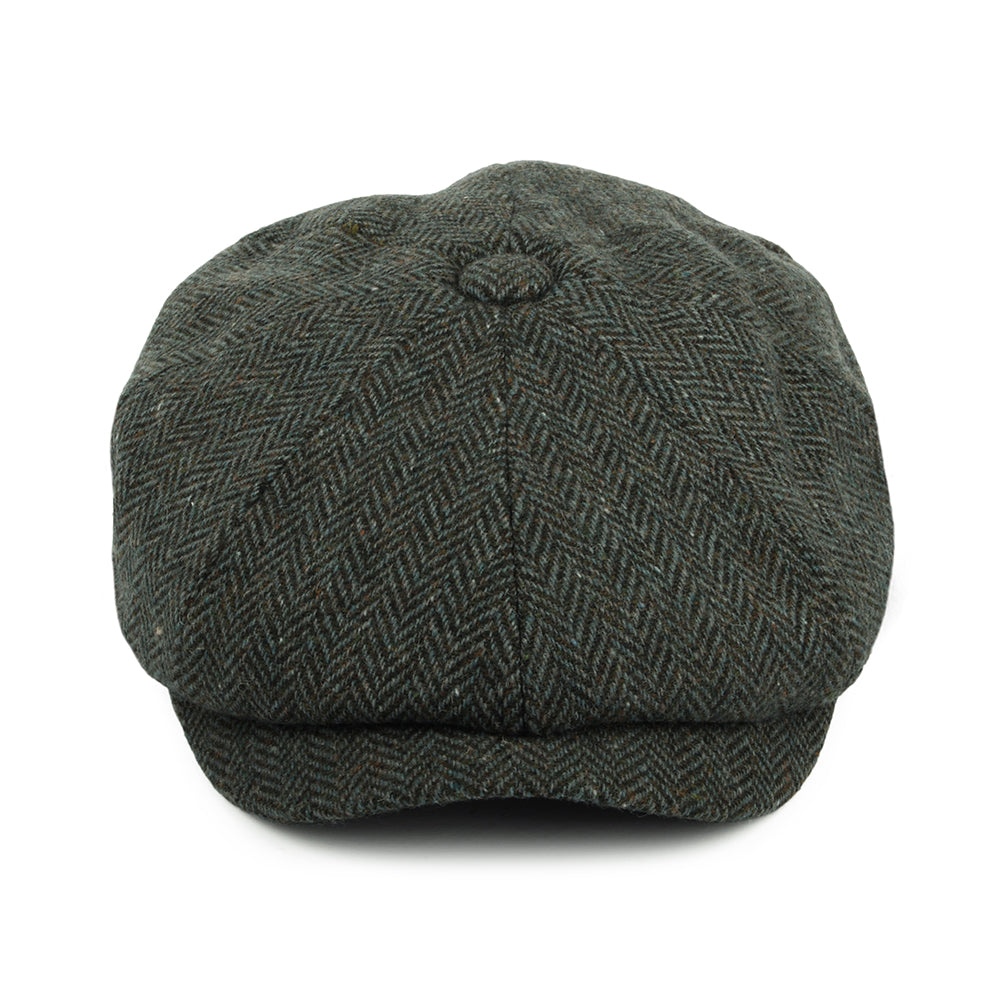 Casquette Gavroche en Tweed du Donegal à Chevrons Bridgetown forêt-sauge JAXON & JAMES
