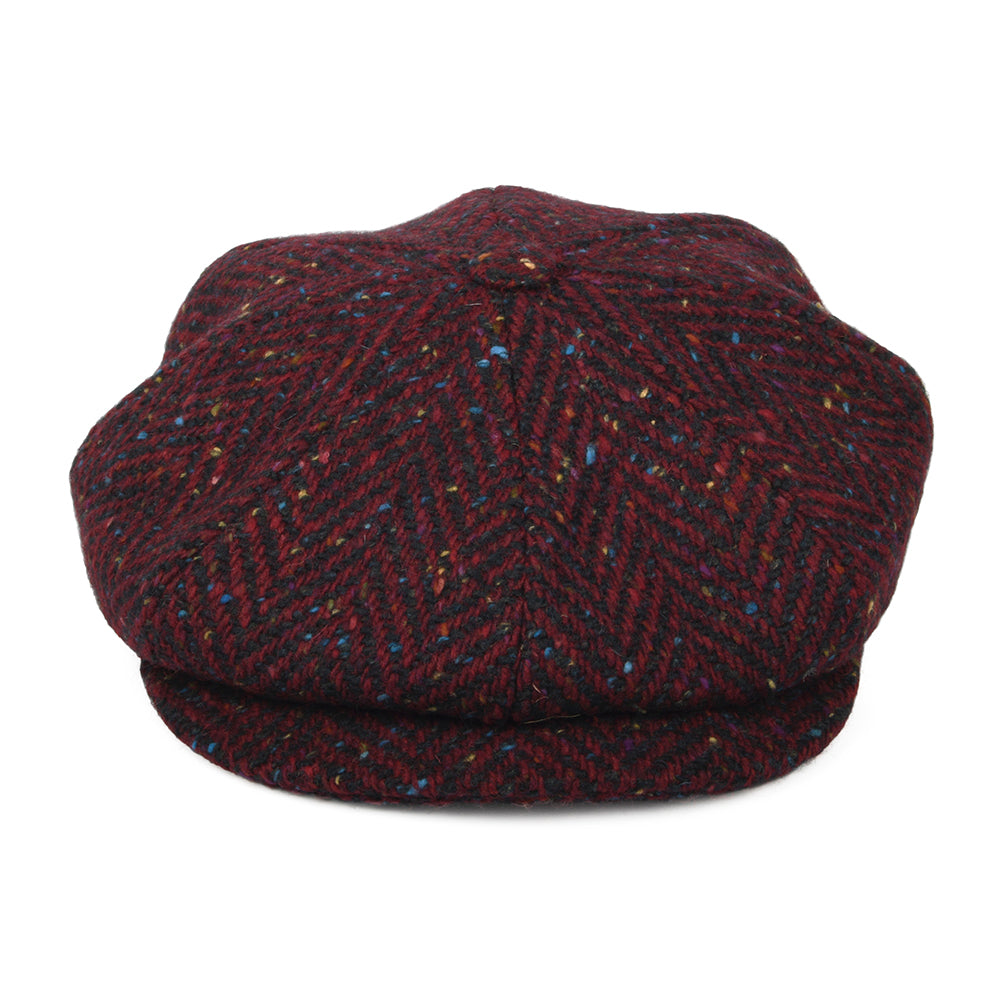 Casquette Gavroche en Tweed du Donegal à Chevrons rouge foncé CITY SPORT