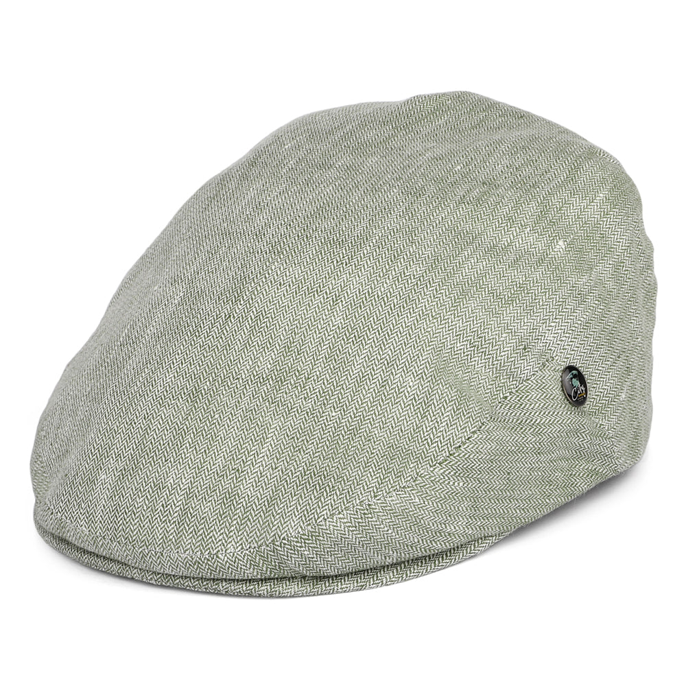 Casquette Plate en Lin à Micro Chevrons sauge CITY SPORT