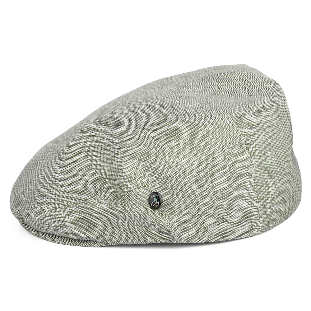 Casquette Plate en Lin à Micro Chevrons sauge CITY SPORT