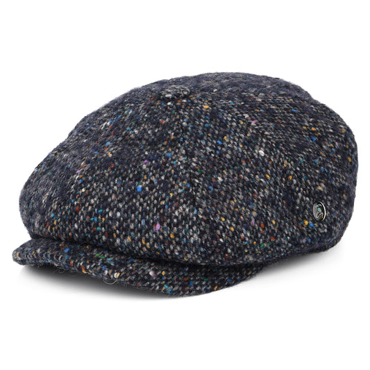 Casquette Gavroche en Tweed du Donegal Chiné Calotte Profonde bleu marine-multi CITY SPORT