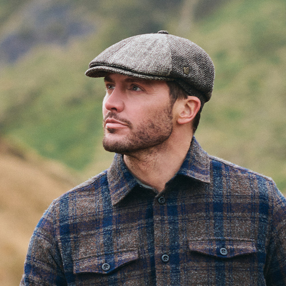 Casquette Gavroche en Laine Britannique Hexham marron clair-marron foncé FAILSWORTH