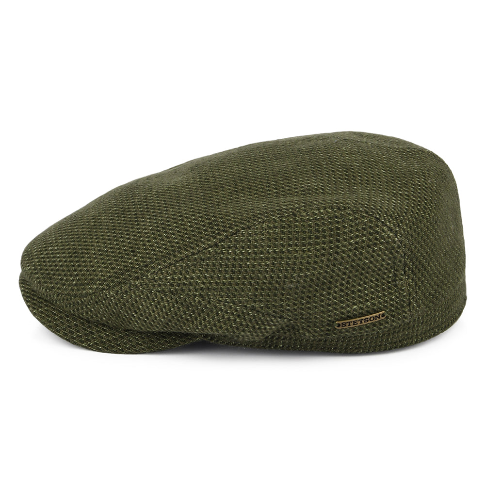 Casquette Plate en Lin et Coton Driver olive-khaki STETSON