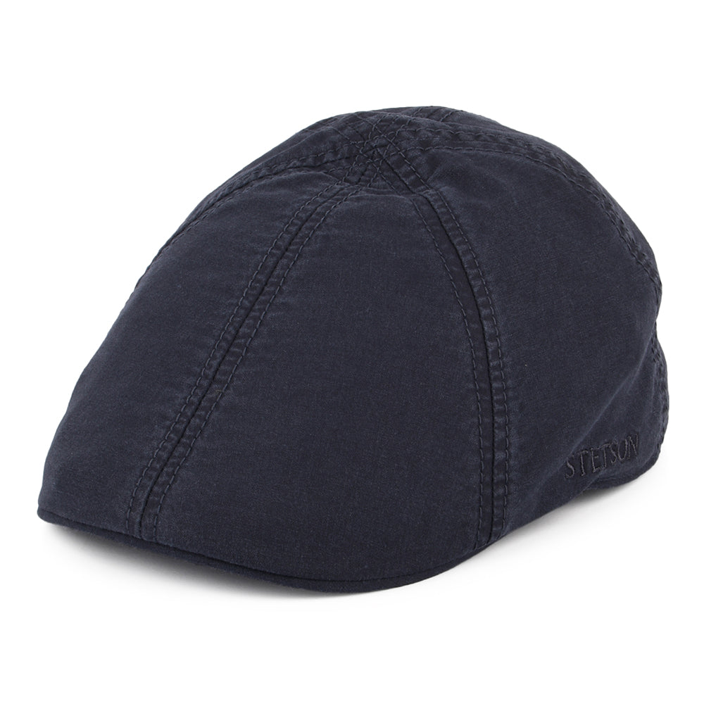 Casquette Plate Bec-de-Canard en Coton Bio Délavé bleu marine STETSON