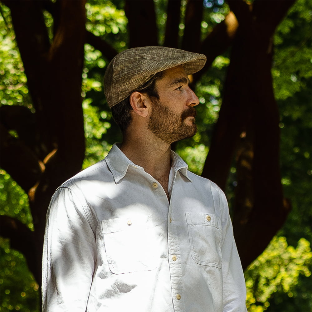 Casquette Plate à Carreaux Grantville beige sable JAXON & JAMES