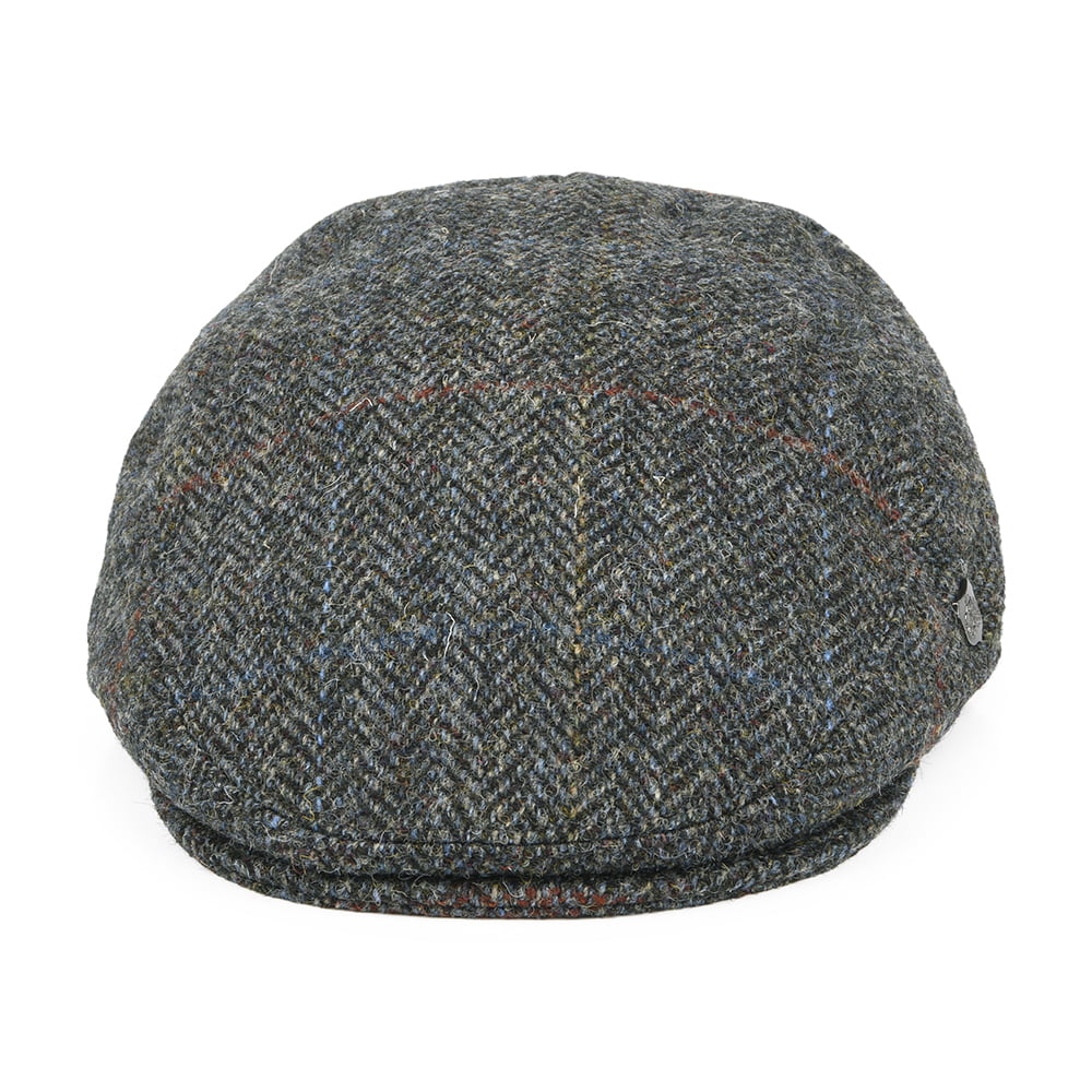 Casquette Plate en HARRIS TWEED à carreaux et Chevrons Stornoway mélange de gris FAILSWORTH