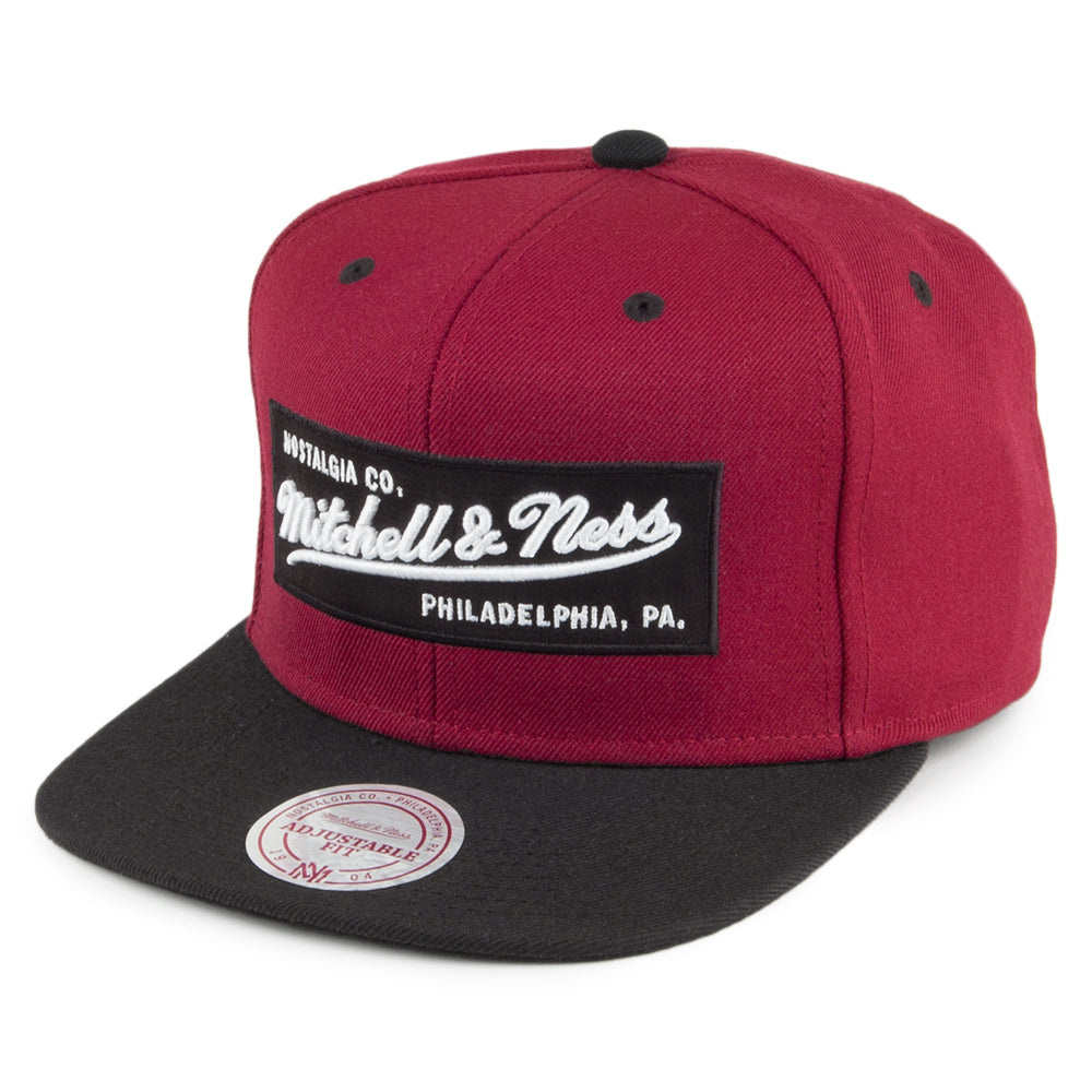 Casquette Snapback Box Logo bordeaux-noir MITCHELL & NESS