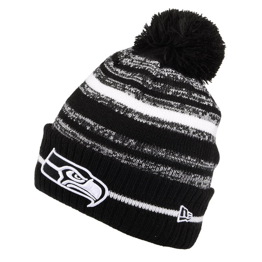 Bonnet à Pompon NFL Sport Knit Seattle Seahawks noir-blanc NEW ERA