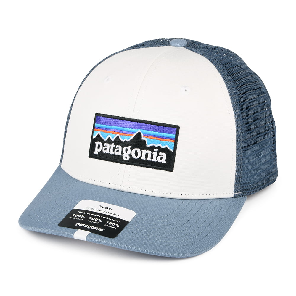 Casquette Trucker en Coton Bio P-6 Logo blanc-bleu fumé PATAGONIA