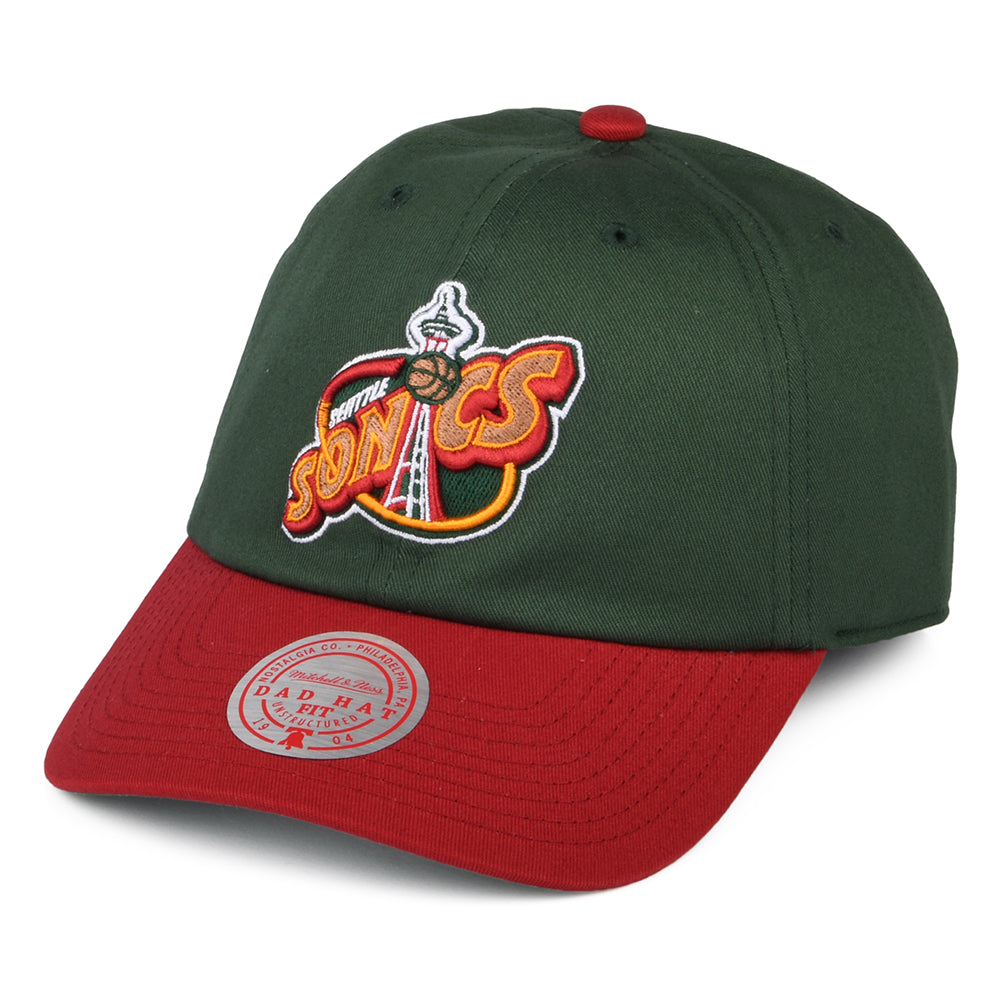 Casquette Strapback NBA 2 Tone HWC Seattle Supersonics vert-rouge MITCHELL & NESS