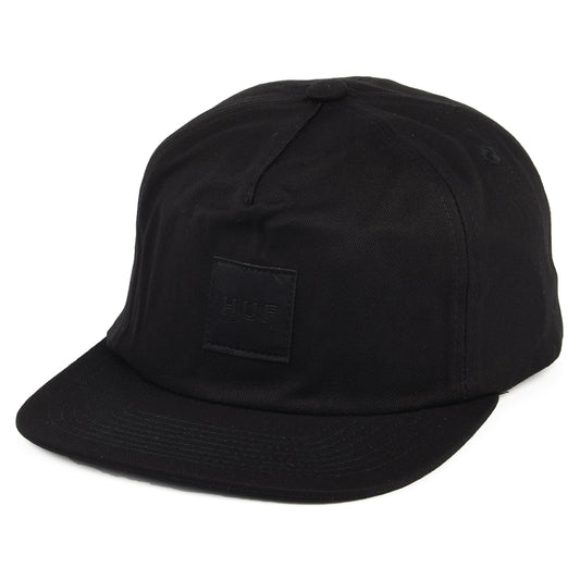 Casquette Snapback Non Structurée Box Logo noir sur noir HUF