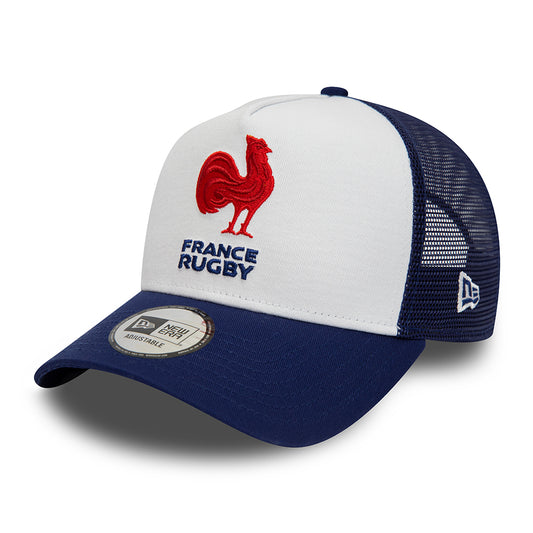 Casquette Trucker Fédération Française de Rugby Essential A-Frame blanc-bleu NEW ERA