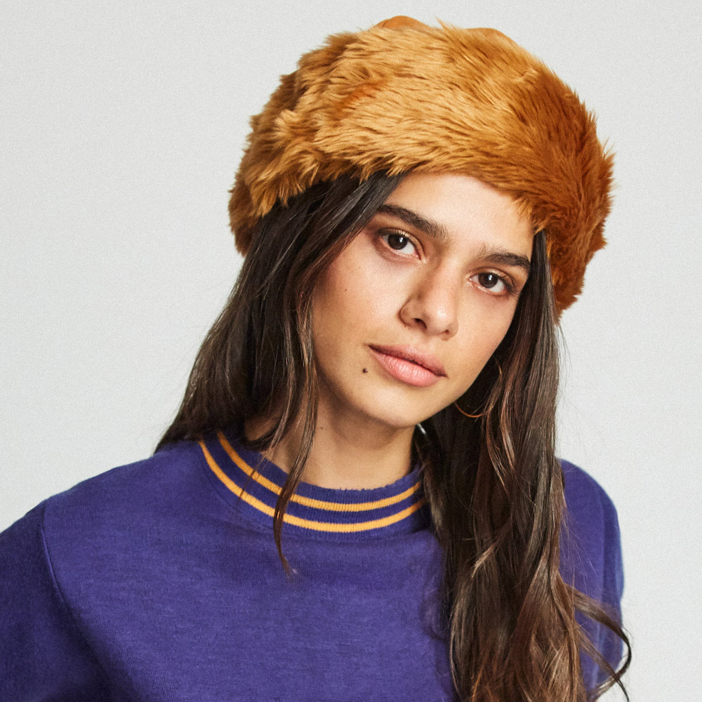 Chapeau Hiver en Fausse Fourrure Churchill ocre BRIXTON