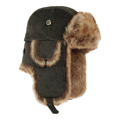 Chapka en Velours Côtelé Rib Bomber vert militaire BARTS