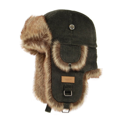 Chapka en Velours Côtelé Rib Bomber vert militaire BARTS