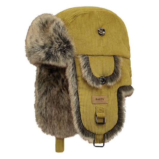 Chapka en Velours Côtelé Rib Bomber ocre BARTS