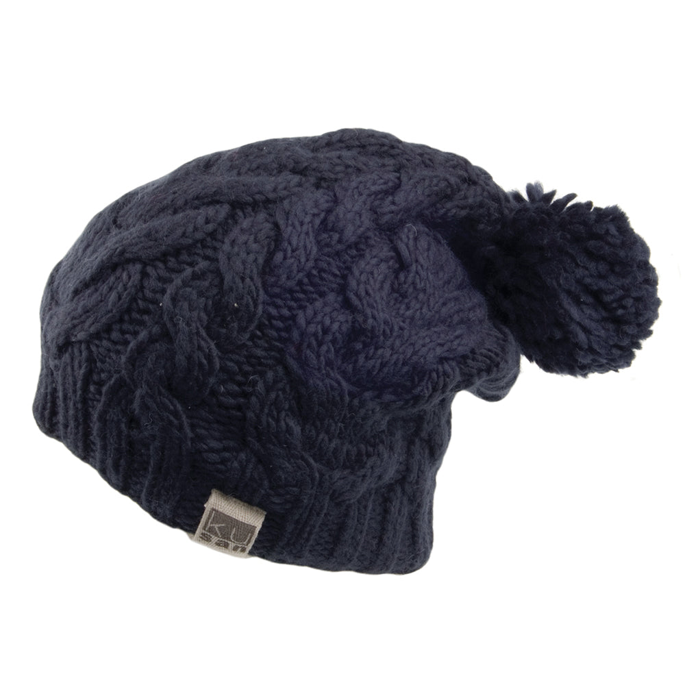 Bonnet Long à Pompon bleu marine KUSAN