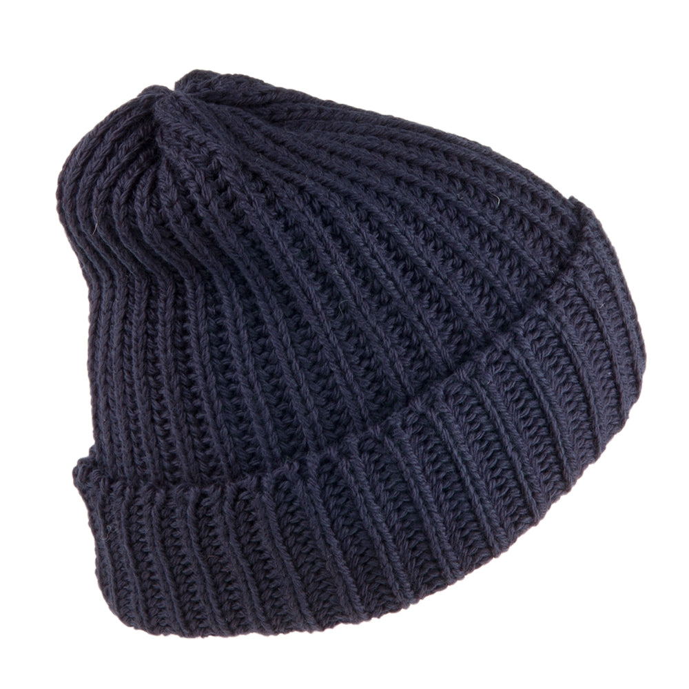 Bonnet Marin Court en Laine Mérinos bleu marine HIGHLAND 2000
