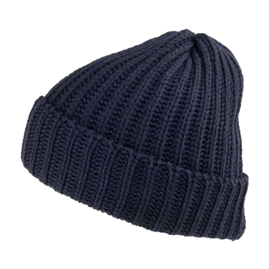 Bonnet Marin Court en Laine Mérinos bleu marine HIGHLAND 2000