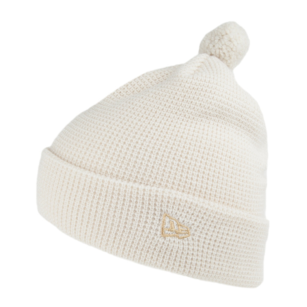 Bonnet à Pompon Femme Waffle Knit blanc NEW ERA
