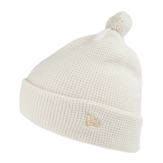 Bonnet à Pompon Femme Waffle Knit blanc NEW ERA