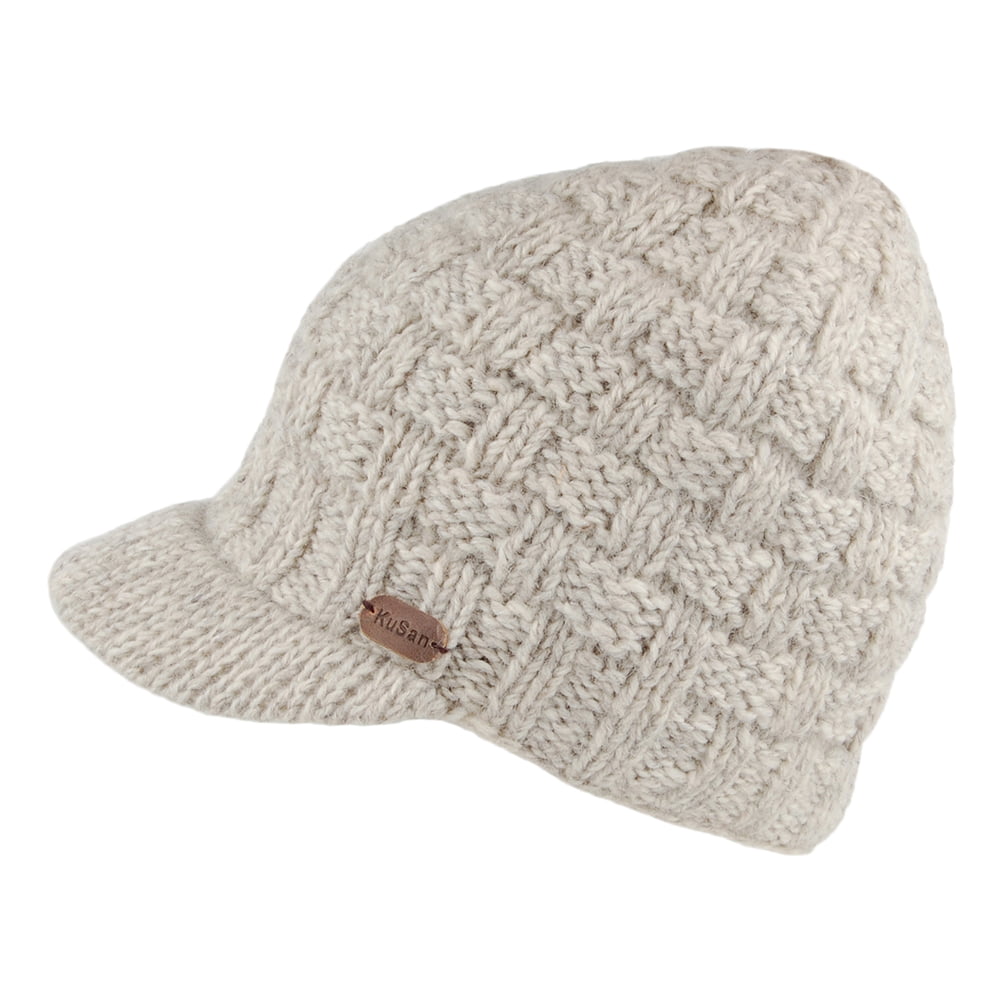 Bonnet à Visière Maille Nattée avoine KUSAN