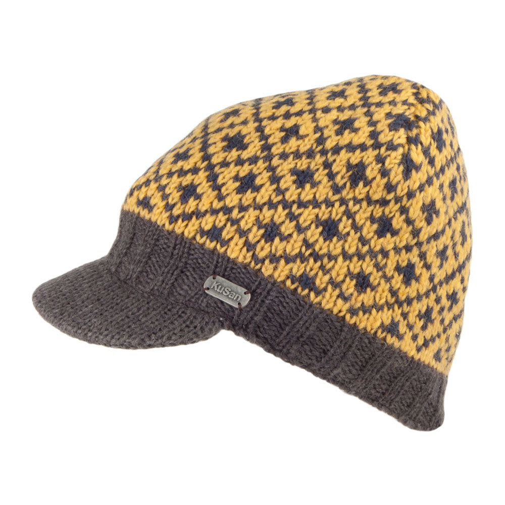 Bonnet à Visière Fleur De Lys Brooklyn jaune-anthracite KUSAN