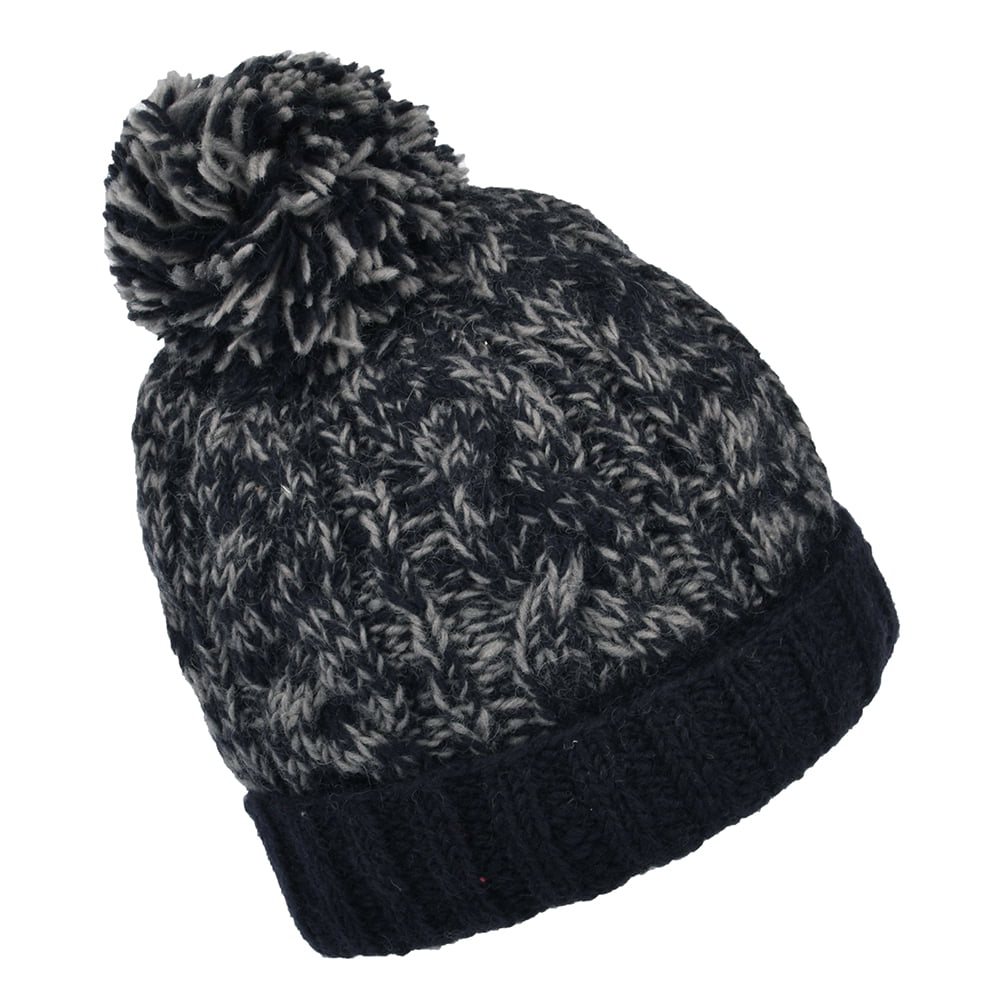 Bonnet à Pompon SP Cable bleu marine KUSAN