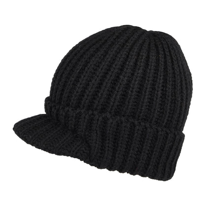 Bonnet à Visière Courte en Laine Anglaise noir HIGHLAND 2000