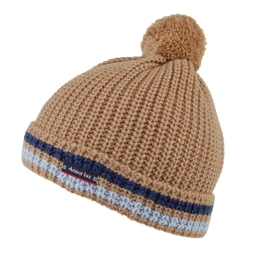 Bonnet à Pompon Hiver beige sable-bleu ARMOR LUX