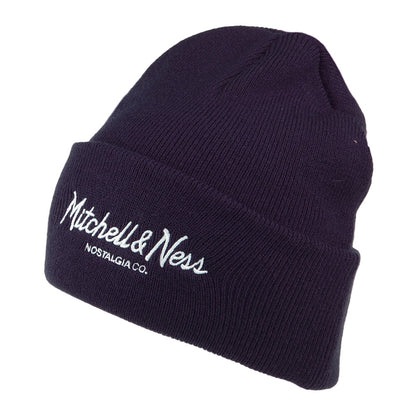 Bonnet Tricot à Revers Pinscript bleu marine MITCHELL & NESS